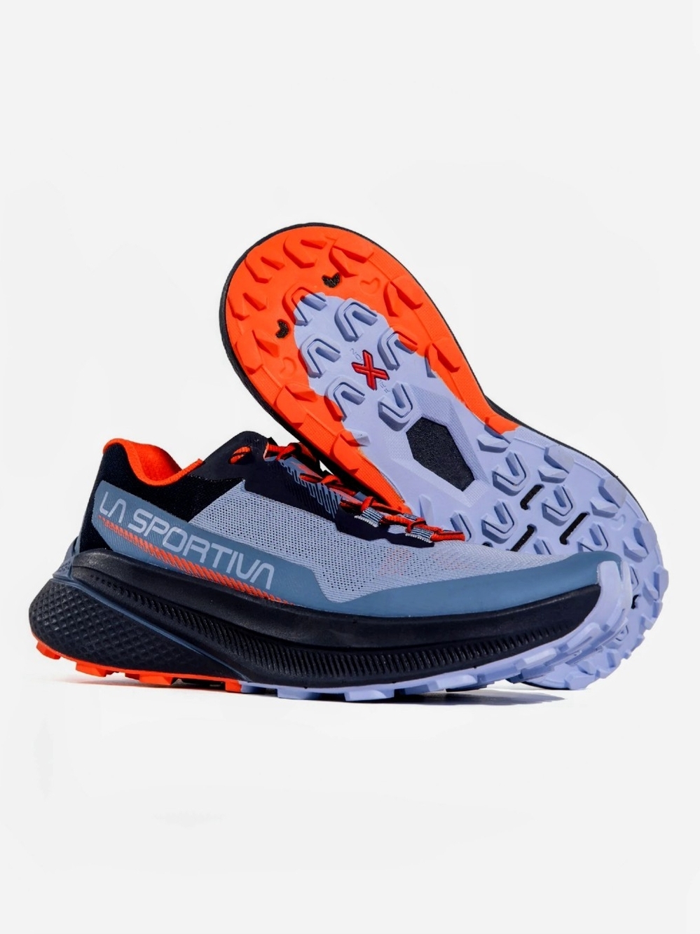 La Sportiva Women’s Trail Running Shoes in Light Blue with Orange Accents